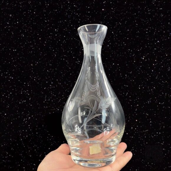 Clear Crystal Decanter Etched With Snail Swirl Stopper Hand Made In Portugal VTG - Picture 14 of 16